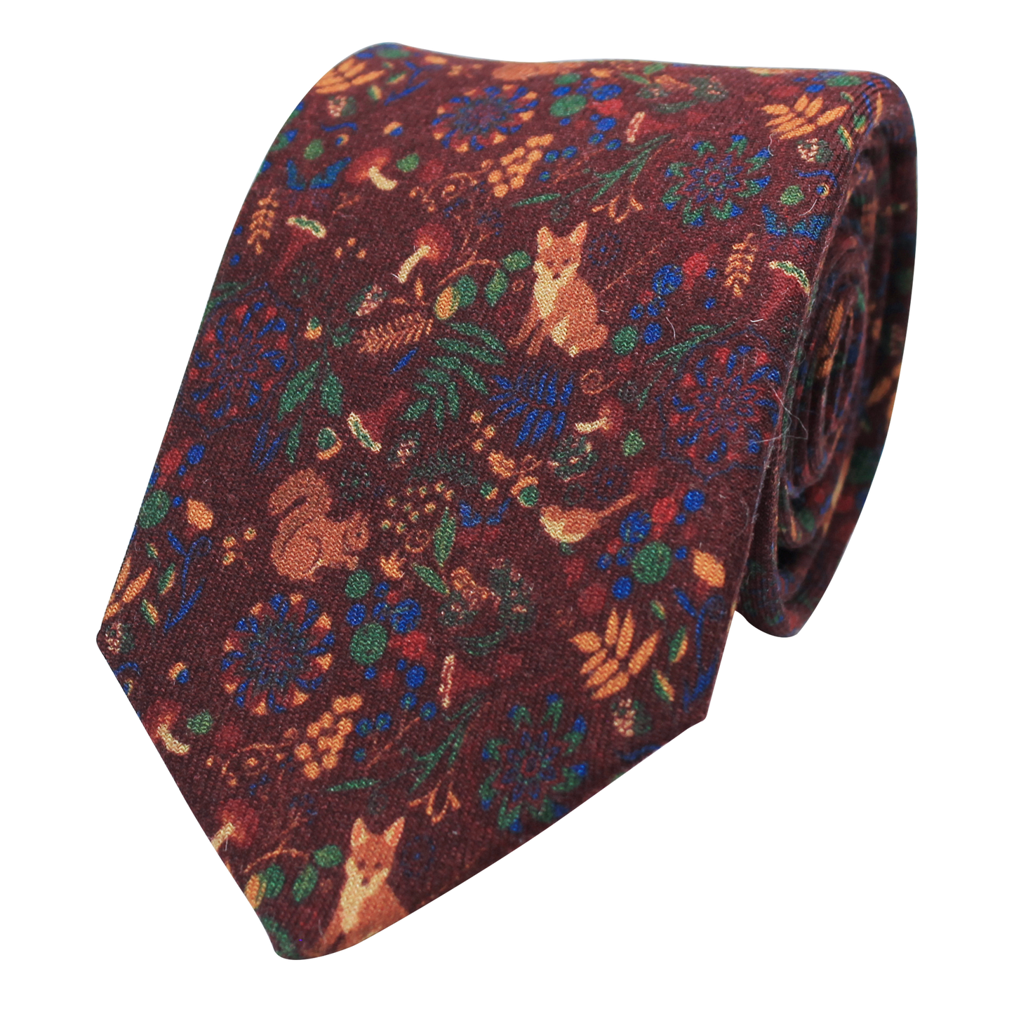 Burgundy Printed Fox/Squirrel