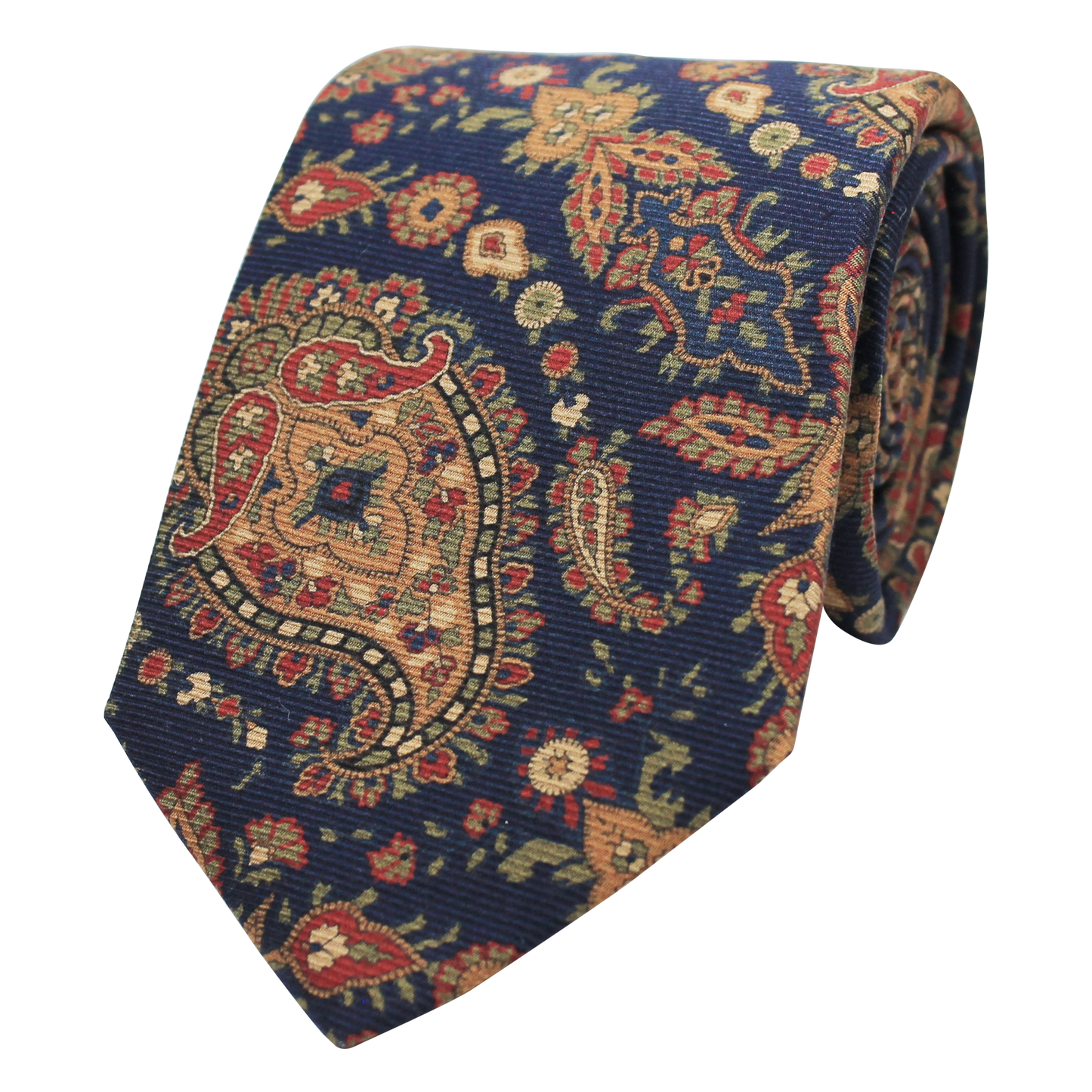 Navy Printed Twill Paisley