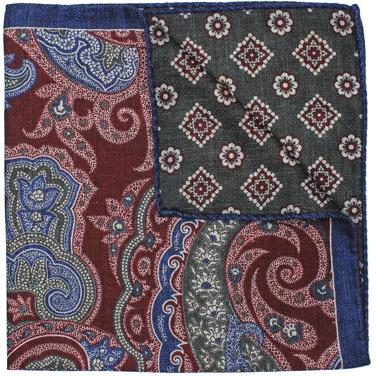 Blue Printed Reversible Paisley / Medallion