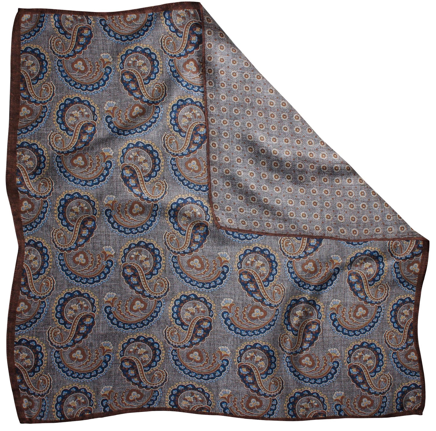 9001001PS-020 Grey Printed Reversible Paisley/Neat