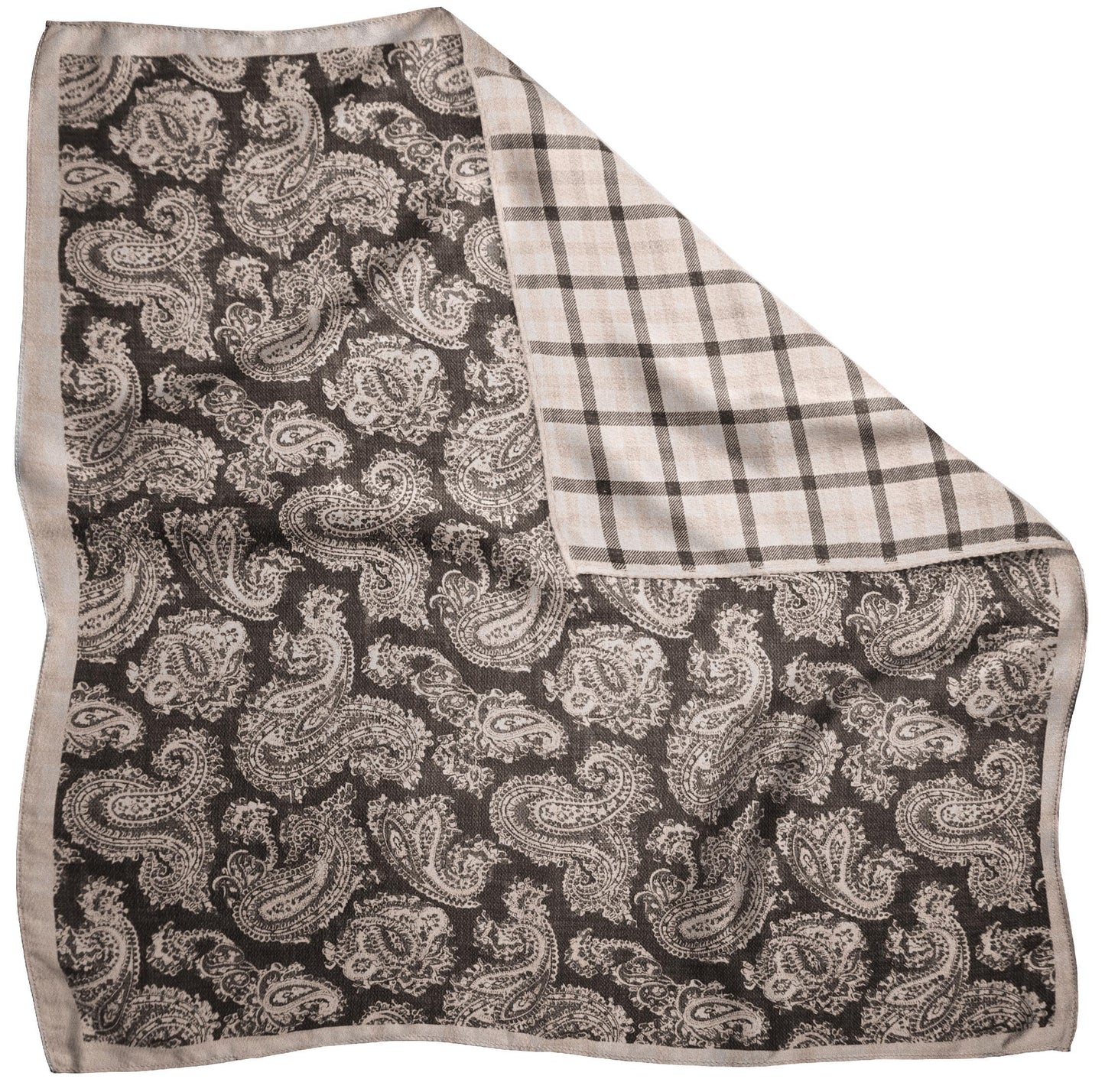 9001004PS-001 Black Printed Reversible Paisley/Plaid