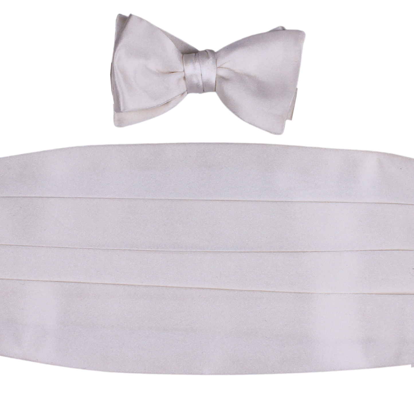 White Satin Solid Bowtie & Cummerbund Set