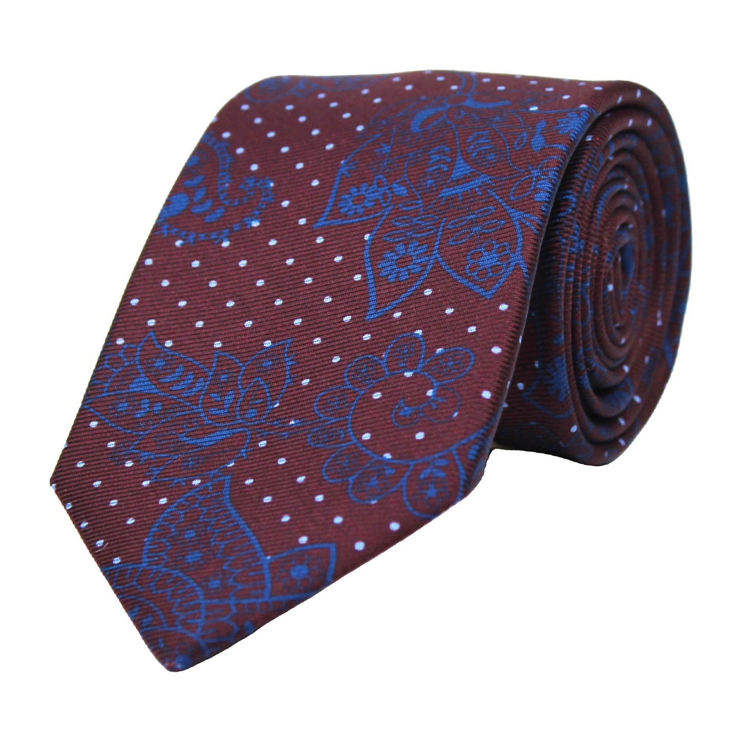 Burgundy Printed Floral Paisley Twill