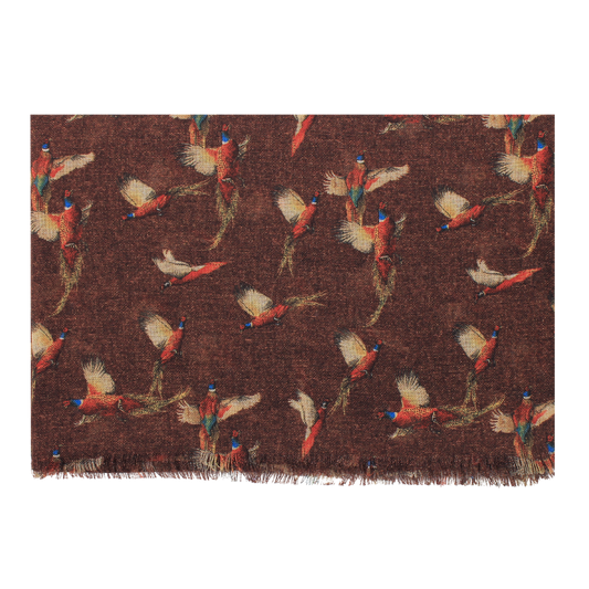 Brown Printed Pheasant Scarf