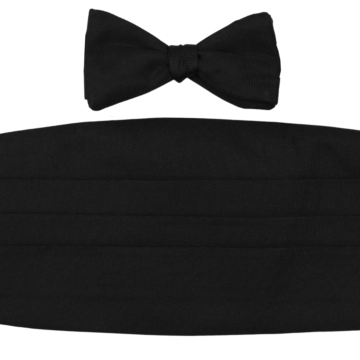 Black Faille Solid Bowtie & Cummerbund Set