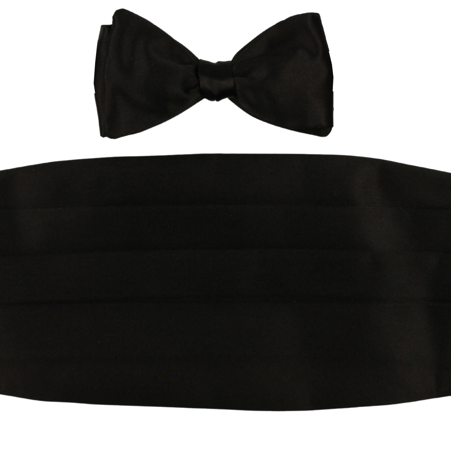 Black Satin Solid Bowtie & Cummerbund Set