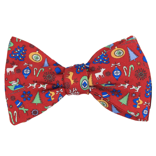 Red Printed Holiday Twill Bowtie