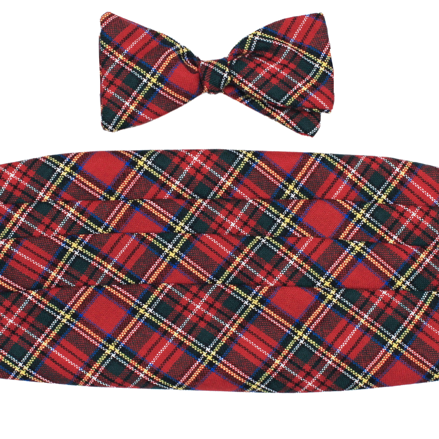 Red Stewart Royal Woven Tartan Bowtie & Cummerbund Set