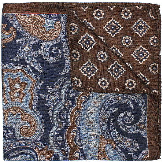 Brown Printed Reversible Paisley / Medallion