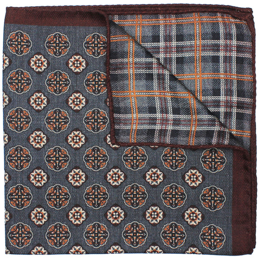 Grey Printed Reversible Neat/Plaid