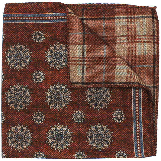 Rust Printed Reversible Neat/Plaid