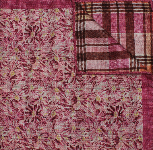 Berry Printed Reversible Floral/ Plaid