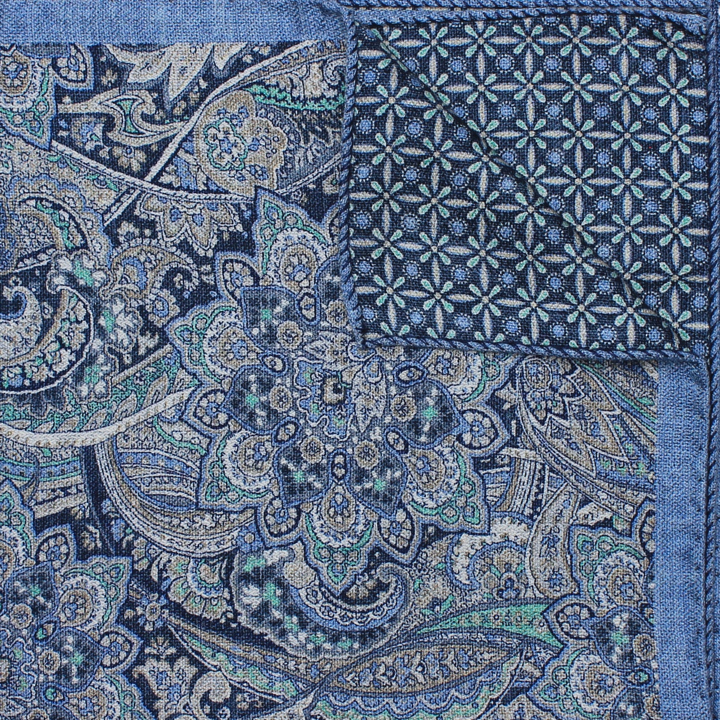 Blue Printed Reversible Paisley/Neat