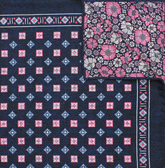 Navy Printed Reversible Neat/Floral