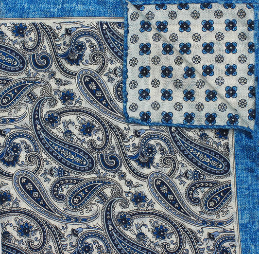 Blue Printed Reversible Paisley/Neat