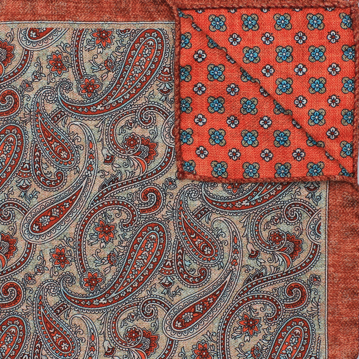 Orange Printed Reversible Paisley/Neat