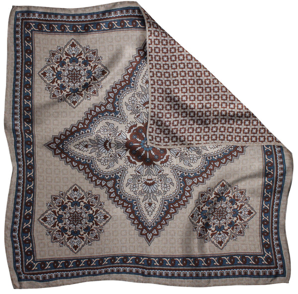 9000994PS-020 Grey Printed Reversible Neat/ Medallion