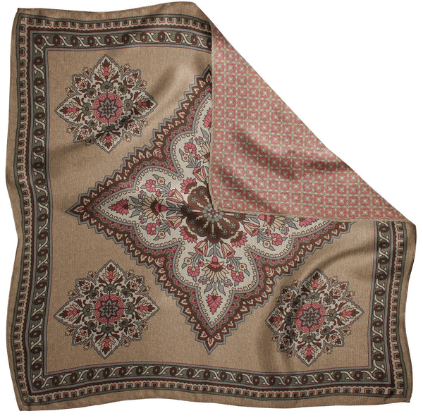 9000994PS-270 Tan Printed Reversible Neat/ Medallion