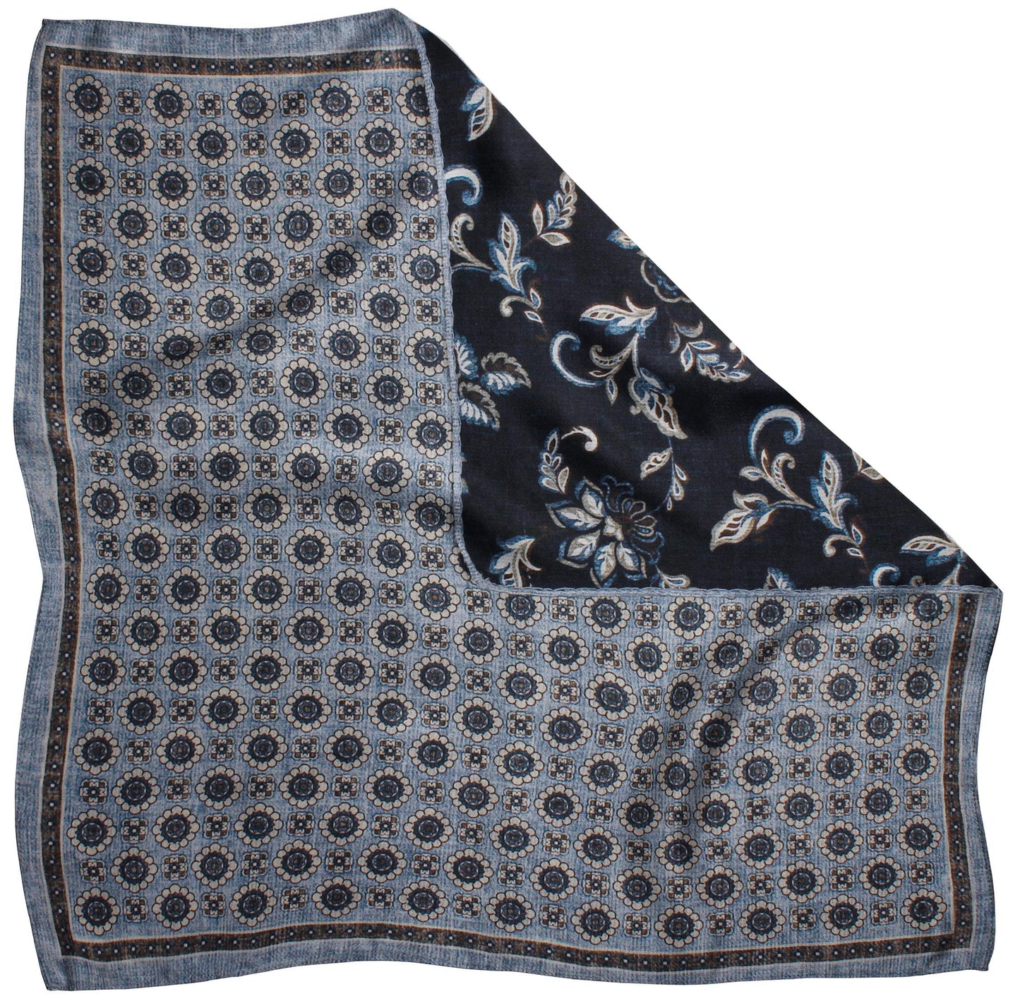 9000996PS-430 Blue  Printed Reversible Neat/Floral