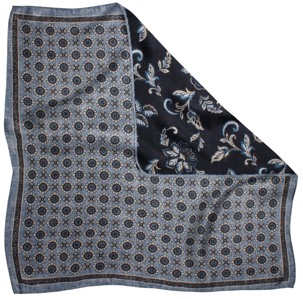 9000996PS-430 Blue  Printed Reversible Neat/Floral