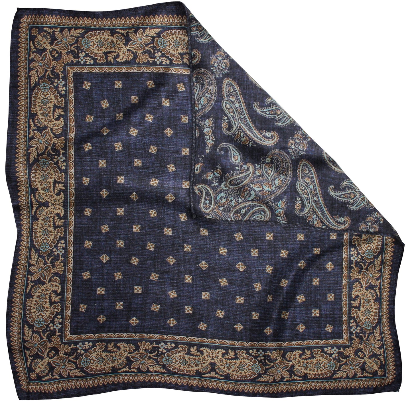9000997PS-400 Navy Printed Reversible Neat/Paisley