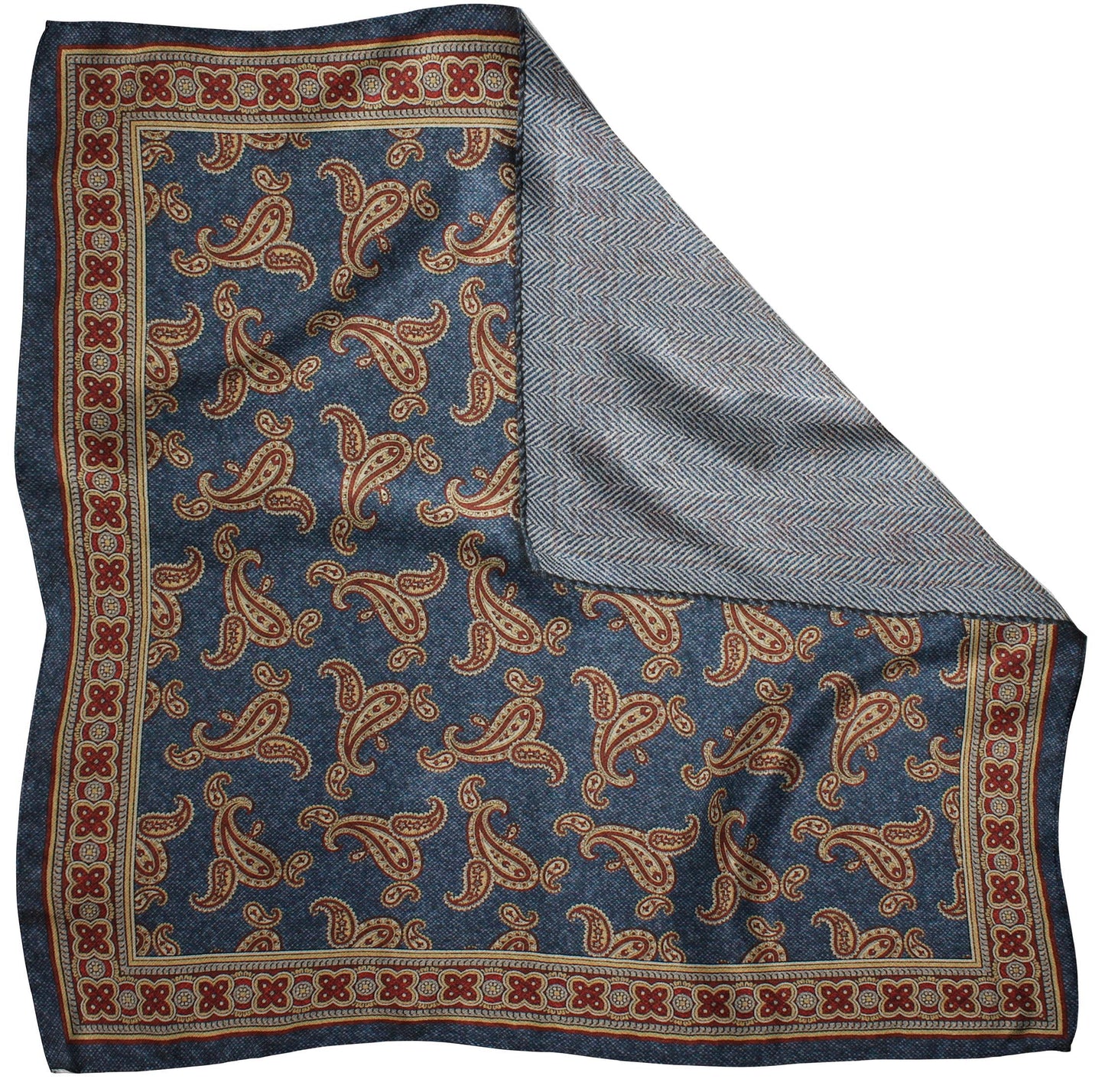 9000999PS-430 Blue Printed Reversible Paisley/Chevron