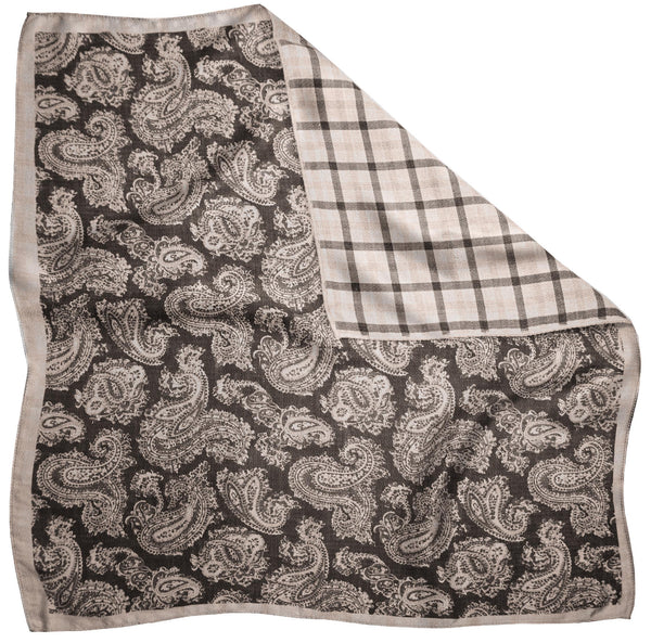 9001004PS-001 Black Printed Reversible Paisley/Plaid