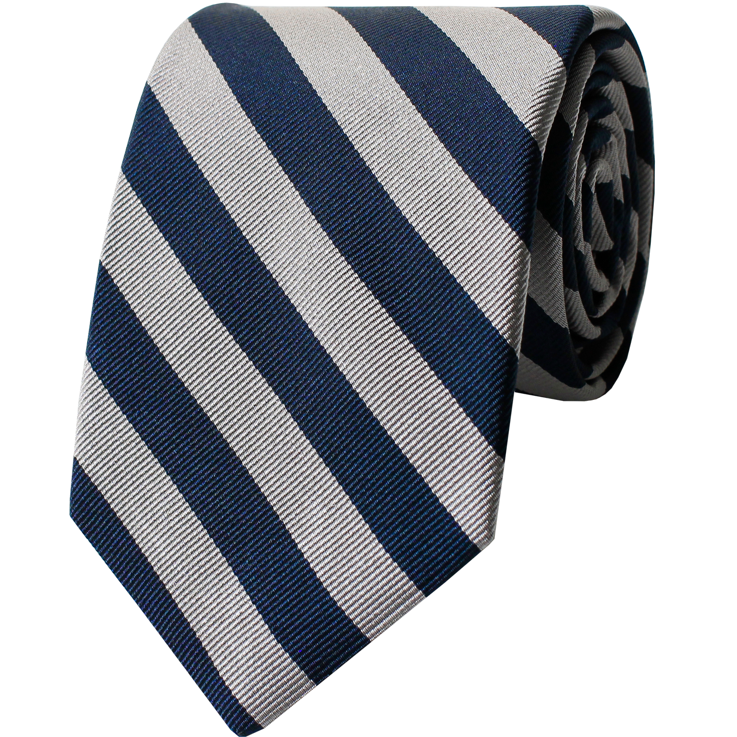 Navy & Silver Woven 1/2 Inch 2 Bar Repp Stripe