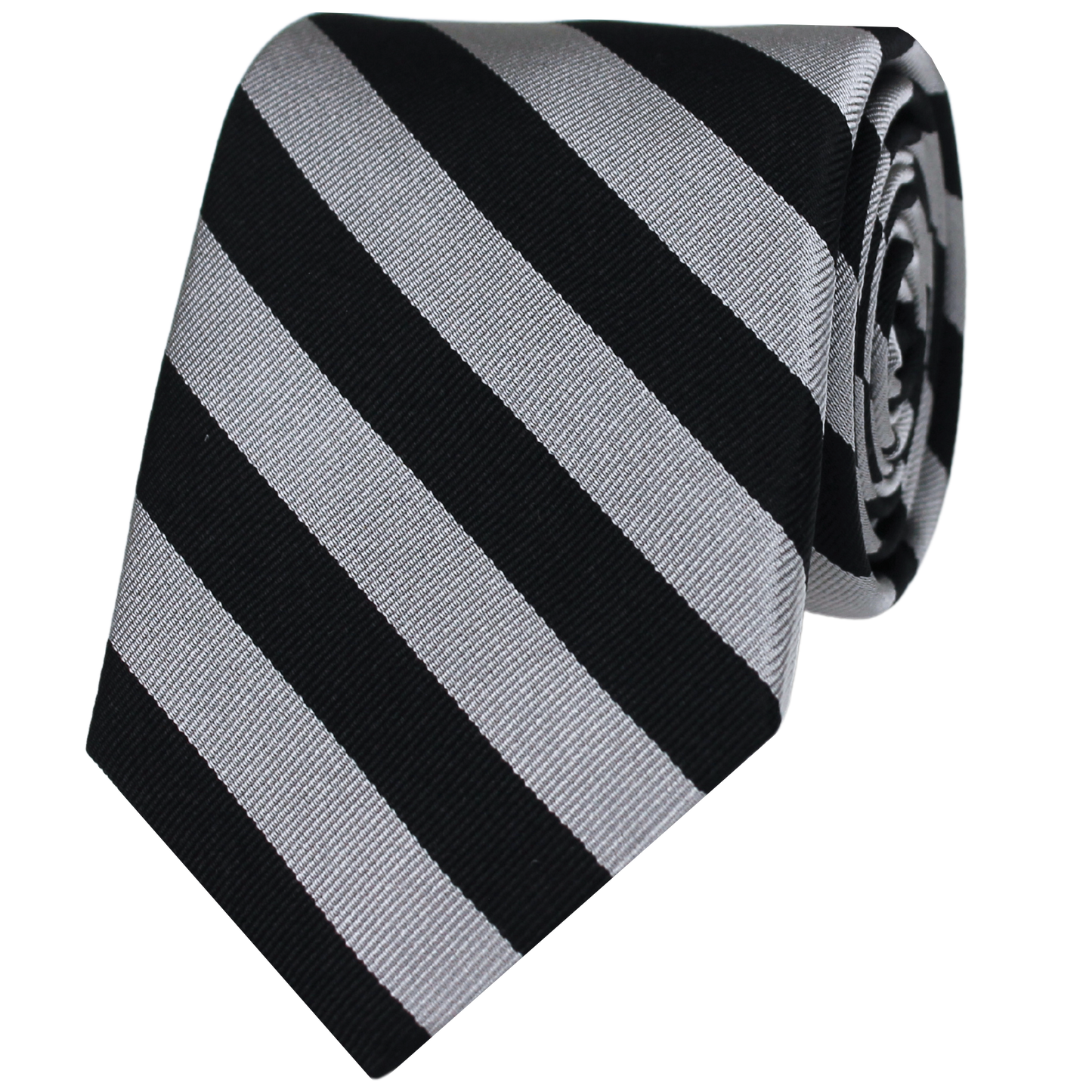 Black & Silver Woven 1/2 Inch 2 Bar Repp Stripe