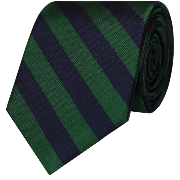 Green Woven 1/2 Inch 2 Bar Repp Stripe