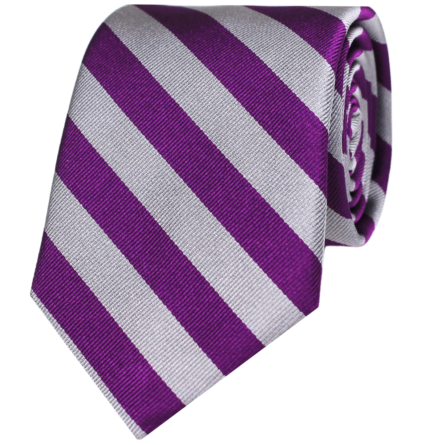 Purple & Silver Woven 1/2 Inch 2 Bar Repp Stripe