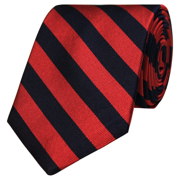 Red Woven 1/2 Inch 2 Bar Repp Stripe