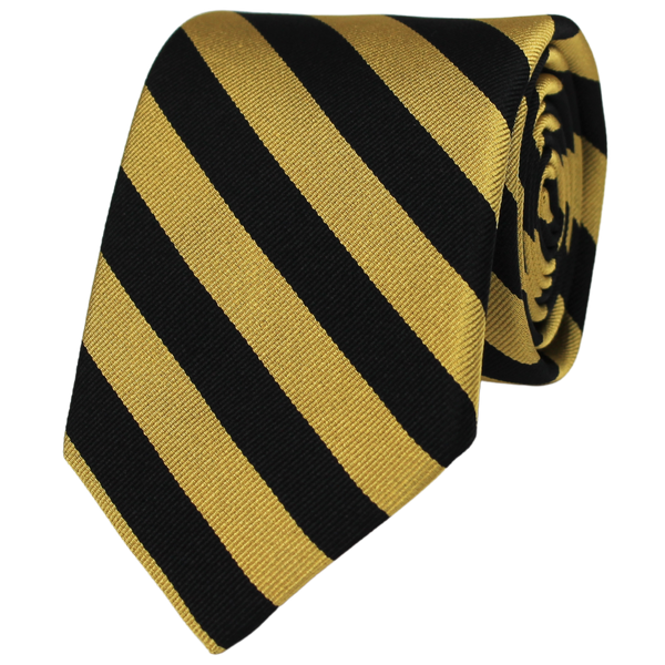 Gold & Black Woven 1/2 Inch 2 Bar Repp Stripe