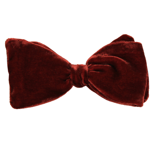 Burgundy Velvet Solid Bowtie