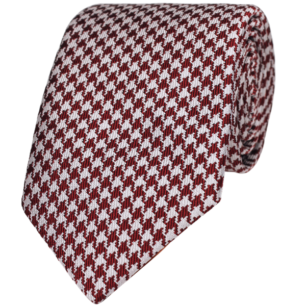Burgundy Woven Houndstooth