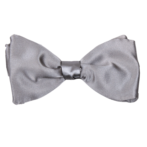 Silver Satin Solid Bowtie