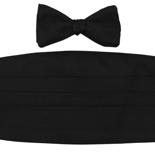 Black Faille Solid Bowtie & Cummerbund Set
