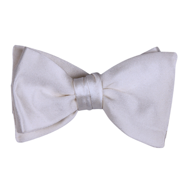 White Satin Solid Bowtie